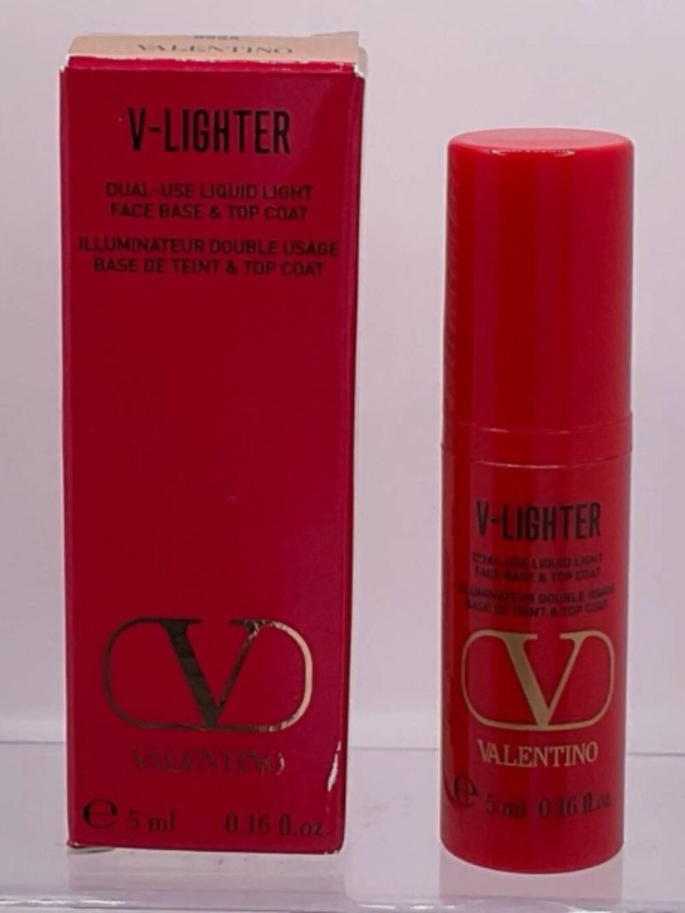 Valentino V-Lighter Face Base & Top Coat – Rosa – 5 mL – NIB